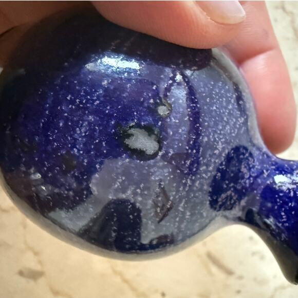 Vintage Small Round Cobalt Blue Studio Pottery Bud Vase Handcrafted Miniature - Picture 4 of 8